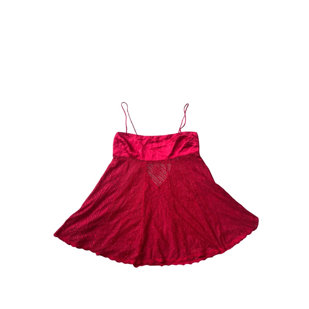 Vintage Y2K Victoria's Secret Silk Top Red Size Medium Lingerie Coquette Sexy